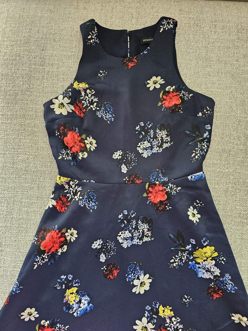 Navy Floral Fit-and-Flare Dress